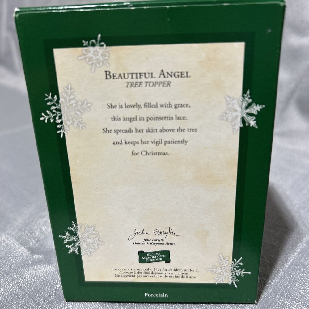 Vtg Hallmark Beautiful Angel Miniature Porcelain Tree‎ Topper GreenWhite 2003 - Picture 9 of 10